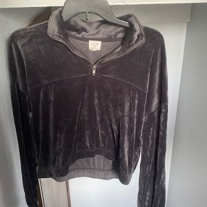 Cozie by Pink Rose grey velour quarter zip cropped jacket